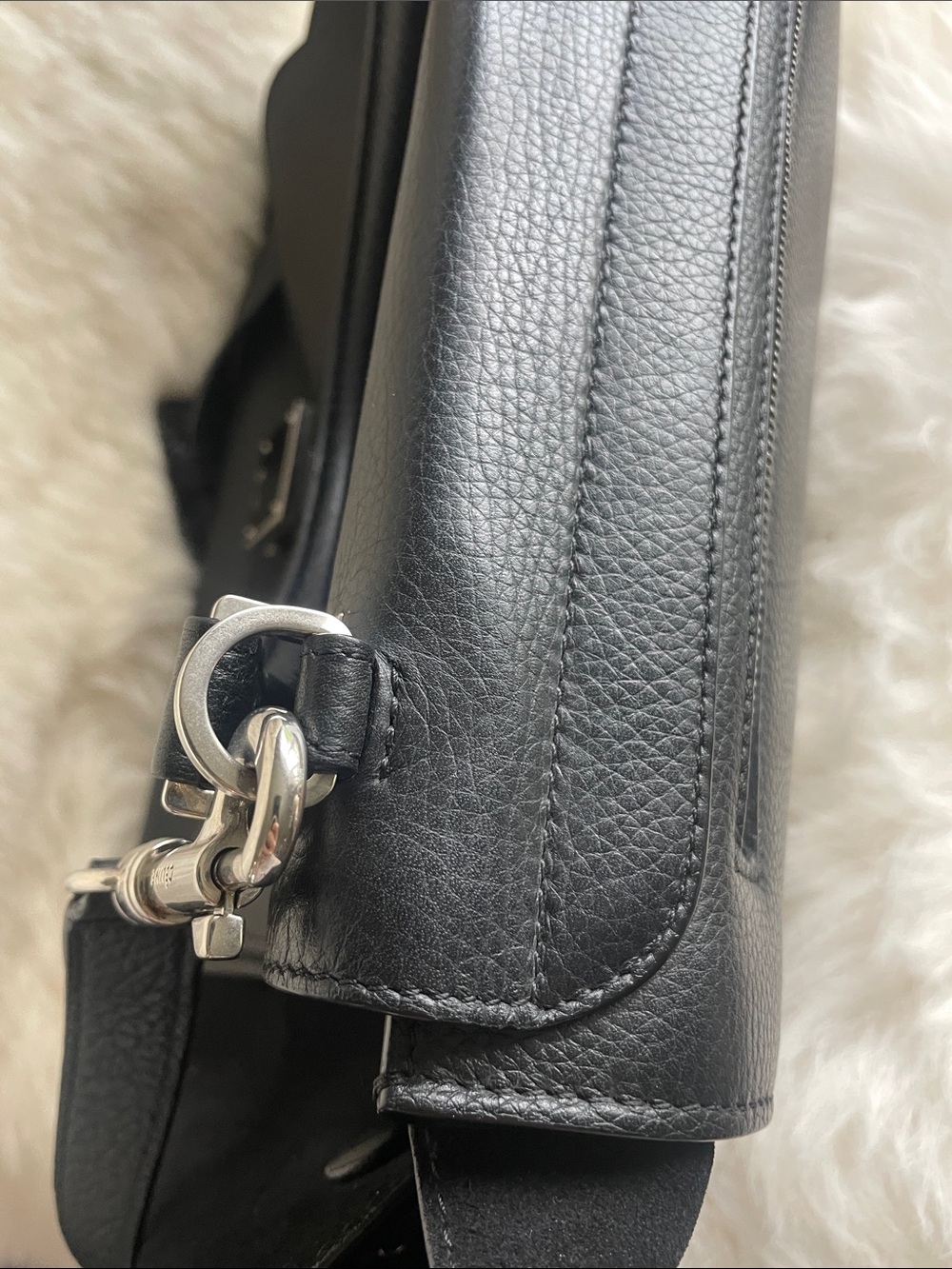 Celine Black Leather Top-Handle Satchel with Silver Hardware - Picture 4 of 11